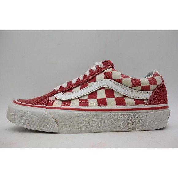 Vans Off The Wall Red Checkered Leather Lace Up Sneakers Shoes Women's 5 - Picture 7 of 10